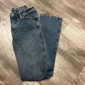 Light wash Wrangler cowboy cut jeans